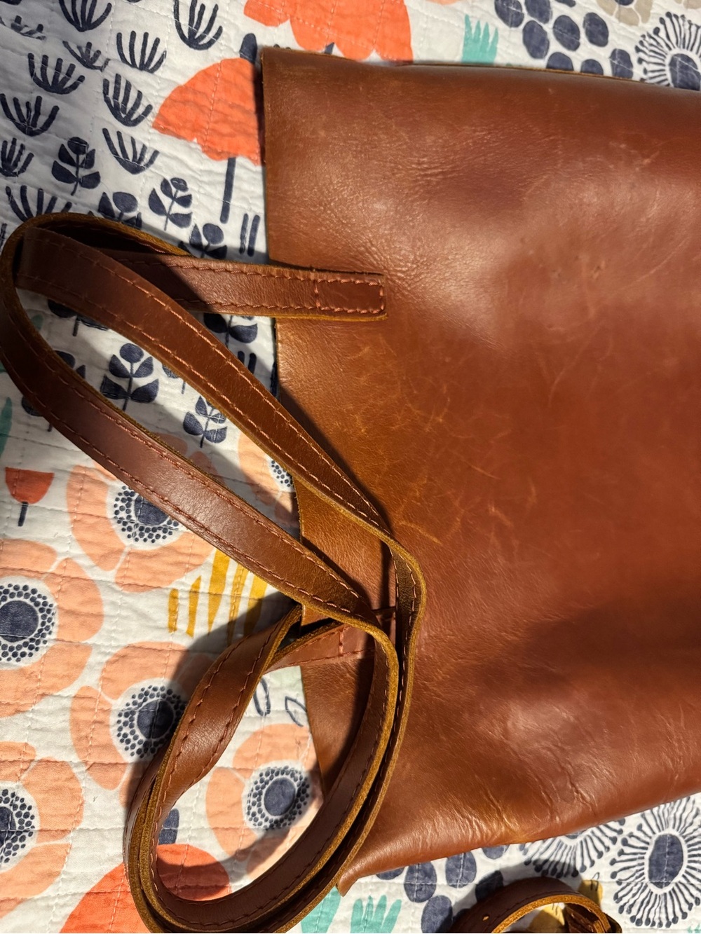 Portland Leather Brown Crossbody Tote - Picture 8 of 13